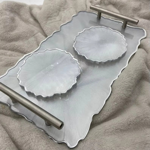 Large Irregular Fruit Plate Serving Board Platter Rolling Tray Coaster Epoxy <b>Resin</b> <b>Silicone</b> <b>Mold</b> With Handles - Product Image 1