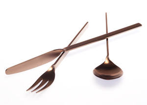 Nouveau Style de couverts à poignée carrée en acier inoxydable, or Rose mat, service de vaisselle en cuivre mat pour hôtel - Product Image 6