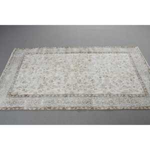 Tapis turc, 3,8x6,8 pieds, tapis vintage, tapis en laine gris brun style sud-ouest - Product Image 2