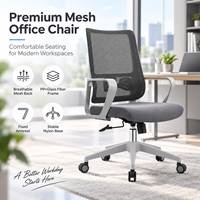 Chaise de bureau pivotante haut de gamme avec dossier en maille nylon, cadre gris et vérin à gaz pour mobilier de poste de travail des employés