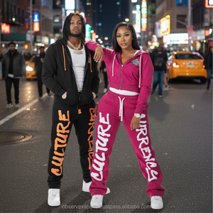 Streetwear survêtement à capuche vintage unisexe délavé à l'acide personnalisé ensemble de pantalons de survêtement Patchwork vieilli survêtement 100% coton - Product Image 6