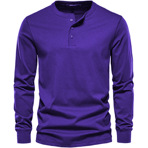 Premium Urban Streetwear Henley Tee para hombres Custom Fit Crew Neck Otoño-Invierno Ropa Diferentes colores personalizados Teñido liso - Product Image 6