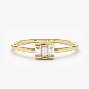 แหวนหมั้นหินสามชิ้นสีทอง18K ทำด้วยมือแหวนแต่งงานแบบคลาสสิกสำหรับผู้ใหญ่ - Product Image 1