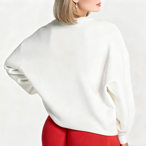 Custom Luxury Heavyweight <b>White</b> Cotton Woven Heat-Transfer Printed Boxy Plus Size Women's <b>Sweatshirts</b> Winter Front - Product Image 6