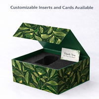 Emballage cadeau de luxe durable et recyclable, boîte pliante magnétique en carton rigide vert avec logo personnalisé découpé, impression personnalisée à chaud