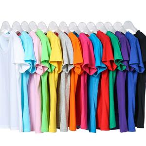 Pas cher prix 180gsm couleur pure 100% coton à manches courtes impression de logo personnalisé hommes femmes unisexe coton T-shirt t-shirts - Product Image 1