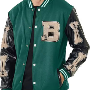 Blouson aviateur Letterman 100% coton coupe slim vintage pour homme Veste de baseball universitaire à manches longues avec sweat-shirt décontracté - Product Image 1