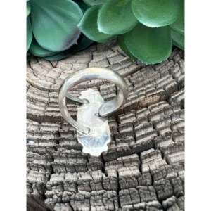 Navajo Natural Coral Sterling Silver Solitaire <b>Ring</b> <b>Adjustable</b> Size 8.5 IGI Certified - Product Image 3