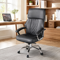 Chaise de bureau de direction moderne de luxe, dossier haut, ergonomique, pivotante en PU, avec base chromée et roulettes, pour bureau à domicile