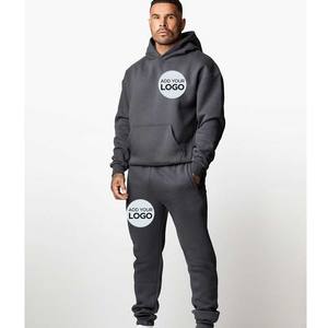 Logo personnalisé avant et arrière Survêtement pour homme Sweat à capuche 2 pièces Survêtements de jogging athlétiques pour hommes Pull-over de sport décontracté - Product Image 5