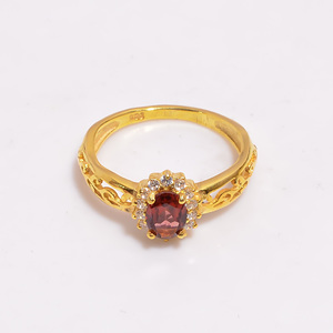 Bán Buôn 925 Sterling Silver Vàng-Mạ Hình Bầu Dục Cắt Garnet Đá Quý Nhẫn Phong Cách Cổ Điển Hoàn Hảo Đám Cưới Hoặc Đảng Quà Tặng Cho Phụ Nữ - Product Image 2