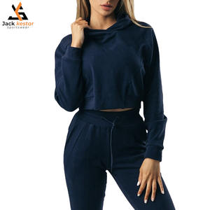 Sudaderas con Capucha para Mujer Otoño, 100% Algodón, Logotipo Personalizado, Sudaderas Cortas con Bolsillo Canguro para Mujer, Venta al por Mayor - Product Image 1