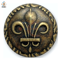Épinglette Blazer Fleur-de-lis Dorée Plaqué Argent Laiton Gravé à la Presse 2 Trous Écologique Personnalisé