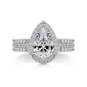 Bague pour femme Halo Trio Set Pear Diamond - Product Image 3
