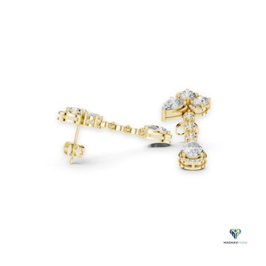 Pendientes de Oro Amarillo de 1.78ct con Diamantes Cultivados en Laboratorio en Forma de Pera y Ovalados, en Oro Sólido de 14K, Pendientes de Diseño Escalonado con Múltiples Piedras para Mujer - Product Image 2
