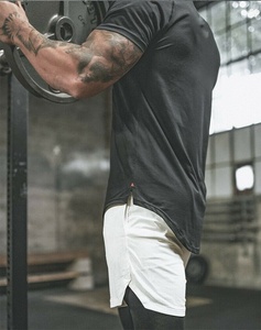 Short de course en coton 2en1 pour homme Séchage rapide Gym Jogging Fitness Training avec poche intégrée Décoration à motif de style décontracté - Product Image 5