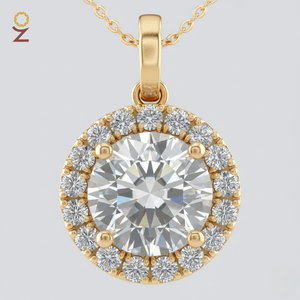 Collar con Colgante de Cadena de Eslabones Clásicos con Halo de Moissanita de 2 Quilates, Chapado en Rodio, Plata de Ley 925 para Mujer - Regalo de Compromiso y Boda - Product Image 1