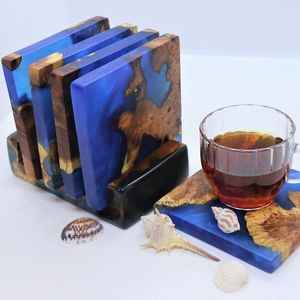 High Quality Customizable Epoxy Resin <b>Coasters</b> Premium Handmade Wood <b>Coasters</b> for Coffee Tea <b>Drinks</b> Promotional <b>Coasters</b> - Product Image 2