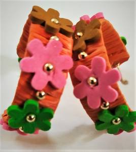 2024 Trendy Gold Foil Metal Polymer Clay Drop <b>Earrings</b> Wholesale Best Selling Handmade Geometric Fashionable Hoop Earings - Product Image 4