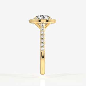 9K <b>Gold</b> Portuguese Cut Moissanite Diamond Halo Engagement <b>Ring</b> Elegant and Stylish Wedding Accessory - Product Image 4