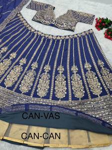 Faux Georgette lourd de qualité supérieure Lehenga Choli finement brodé paillettes détaillant vrai miroir travail à la main coton pour traditionnel - Product Image 5