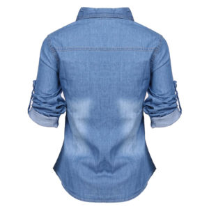 Chemise en jean pour femme, matière durable et toucher doux, chemise en jean décontractée pour femme, facile à porter et à entretenir, chemise en jean pour femme - Product Image 2