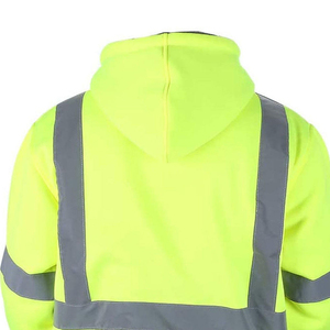 Custom Winter Hi Vis <b>Reflective</b> Safety Work Zip-up Hoodie for Men Long Sleeve Security Jackets with Front Logo Canvas <b>Material</b> - Product Image 6