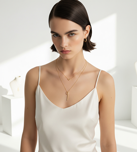 Collar de cadena de eslabones minimalista para mujer, colgante de Joyería Moderna chapado en rodio y oro plateado 925 de alta calidad para uso diario - Product Image 1