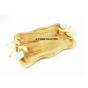 Plateau de service de luxe pour la maison, l'hôtel, les mariages, en acier inoxydable, en laiton, en métal, couleur or, argent, miroir poli - Product Image 4