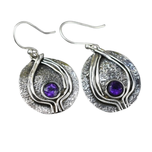 Pendientes clásicos de plata de ley sólida 925, estilo bohemio, piedras preciosas de amatista, joyería hecha a mano con chapado en oro, regalo para mujer, mamá - Product Image 1