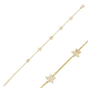 7mm Star Design Shiny Zircon Stone <b>Charm</b> Woman Bracelet Turkish Handcrafted Wholesale 925 Sterling Silver Jewelry - Product Image 1