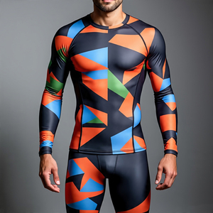 High Quality <b>Men's</b> Workout Fitness T-Shirt Breathable Compression Sublimation Rash Guard Gym Printed <b>Mens</b> Compression Shirts - Product Image 1