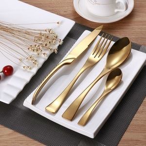 Unique Metal <b>Gold</b> Plated Flatware <b>Set</b> with Metal Handle Spoons Forks Knife Tableware Party Wedding Dinnerware <b>Cutlery</b> <b>Sets</b> - Product Image 5