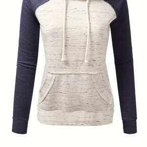 Sweat-shirt décontracté pour femme, couleur contrastée, en tricot de polyester, manches longues, avec capuche, longueur classique, mode d'hiver - Product Image 6