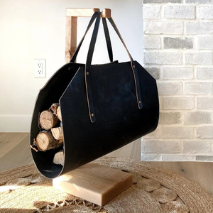 Vintage Hand Made Heavy Duty Gift for Men Wood Carrier Firewood Leather Wood <b>Log</b> Firewood Storage <b>Fireplace</b> LLR-0015 - Product Image 3