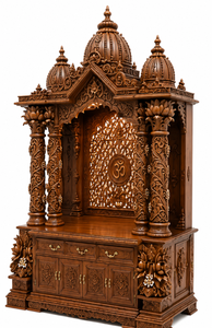 Bollywood Style Floral Carved Teak Wood <b>Mandir</b> <b>For</b> <b>Home</b> Buy Traditional carved Pillar Solid Wood Hindu <b>Pooja</b> Temple Australia - Product Image 3