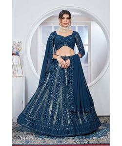 Lahenga y Choli nupciales paquistaníes al por mayor con bordado y trabajo de espejo para ropa de fiesta de boda de lujo - Product Image 5