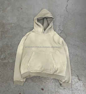 Sudadera con capucha de peso pesado Vintage para hombre, sudadera de algodón térmico de felpa de gran tamaño, diseño bordado, ropa de calle de invierno sólida - Product Image 5