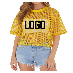 Camisetas Holgadas de Malla para Mujer con Logotipo Personalizado, Estilo Urbano, Verano, Talla Grande, 100% Algodón, Spandex, Ecológicas, Secado Rápido - Product Image 6