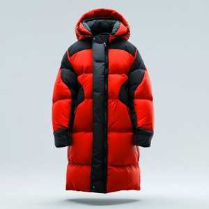 Chaqueta de abrigo largo de invierno informal OEM con cuello levantado y logotipo frontal diseño acolchado de moda - Product Image 1