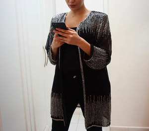 Último diseño cuello redondo plata oro lentejuelas Mujer ropa Chaqueta corta noche vacaciones fiesta vestido mano con cuentas trabajo - Product Image 1