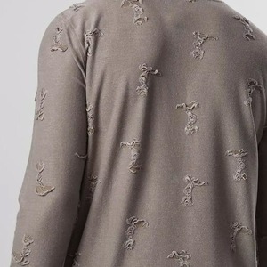 Loose Fit 100% Cotton Streetwear Camisa de manga larga de alta calidad Vintage Distressed Full Sleeve T-Shirt para hombres - Product Image 4