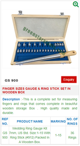 GS 900 <b>Set</b> of Adjustable Wooden <b>Box</b> Plastic Finger Sizes Gauge & Ring Stick New Jewelry <b>Tools</b> Equipment for Jewellery - Product Image 2