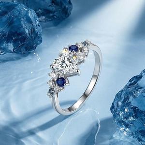 แหวนคู่รัก Jeulia Olivetta Heart Promise Ring ชุบโรเดียม เงินสเตอร์ลิง ประดับด้วยเพชรซิร์คอน - Product Image 3