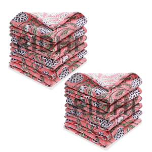 Paño de Cocina de Algodón con Diseño Floral Rosa Salmón Oscuro Ridhi, Impreso, de Secado Rápido, Absorbente, Suave y Ecológico - Product Image 2