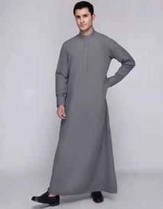 Túnica Islámica Casual para Hombre, Jubba 100% de Alta Calidad, Transpirable, Holgada, Larga hasta el Suelo, Traje Largo Oscuro - Product Image 4