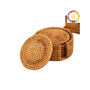 Manteles individuales redondos de ratán hechos a mano, placas de cargador tejidas, Decoración de mesa rústica Bohemia, respetuosa con el medio ambiente - Product Image 3