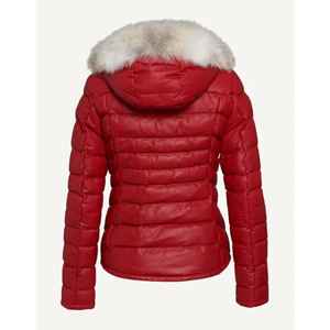 Manteau d'hiver matelassé en cuir pleine fleur véritable et durable pour femme, doté d'une isolation dense, d'un style épuré et d'une chaleur fiable. - Product Image 2