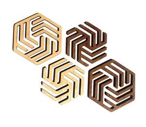 Posavasos de madera tallado a mano con diseño tradicional indio perfecto para cenas culturales y ocasiones de regalo - Product Image 1