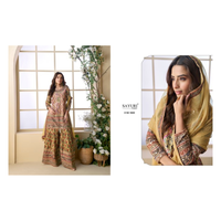Costume Salwar Pakeeza de Sayuri en soie crêpe lourde avec imprimé numérique multiple et travail Aari, parfait pour les occasions festives
